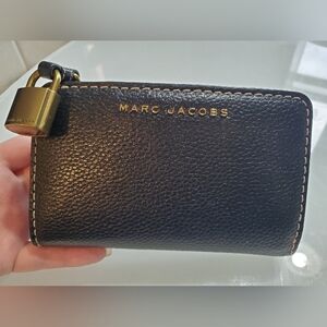 Marc Jacobs Black Leather Bifold Wallet with Padlock